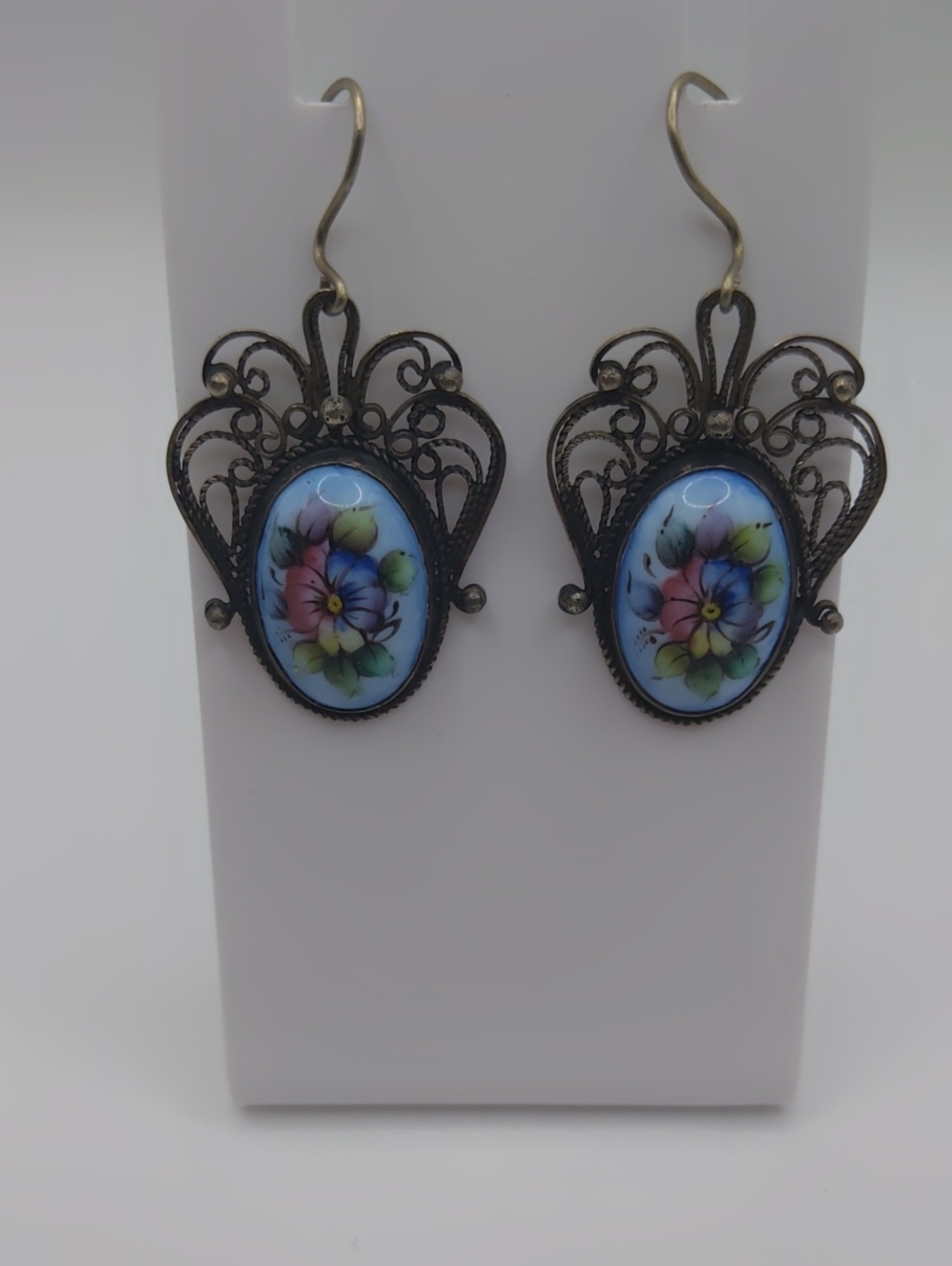 Rostova Russian Finift Earrings Vintage